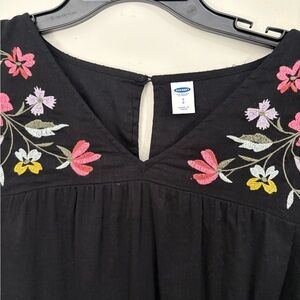 Black Top with Floral Embroidery